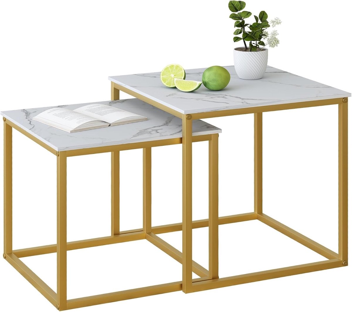 Omgoods - Set van 2 Moderne Vierkante Koffietafels
