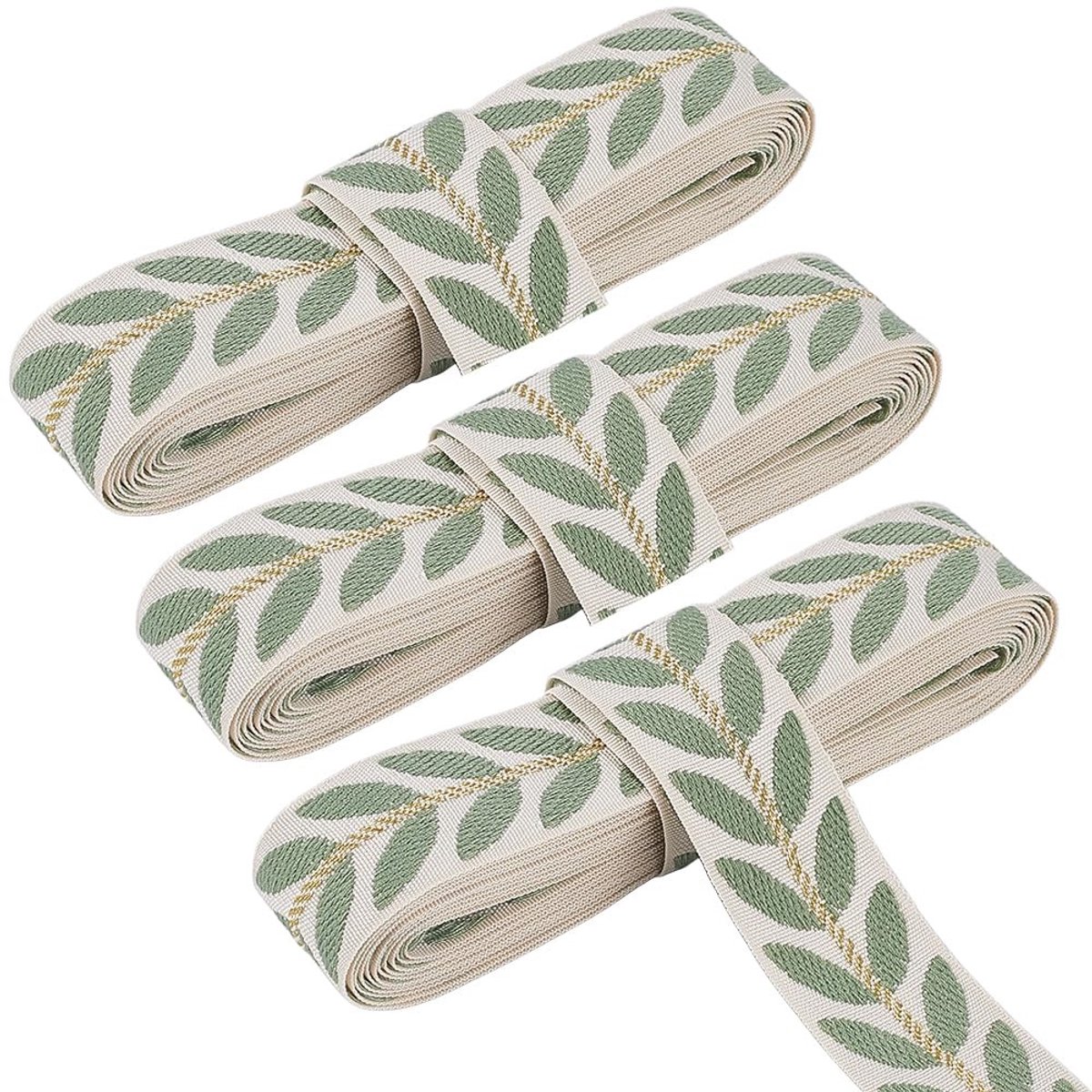 Omgoods - Groene Borduurtape 25mm x 8.23m - Jacquard Ribbons voor DIY