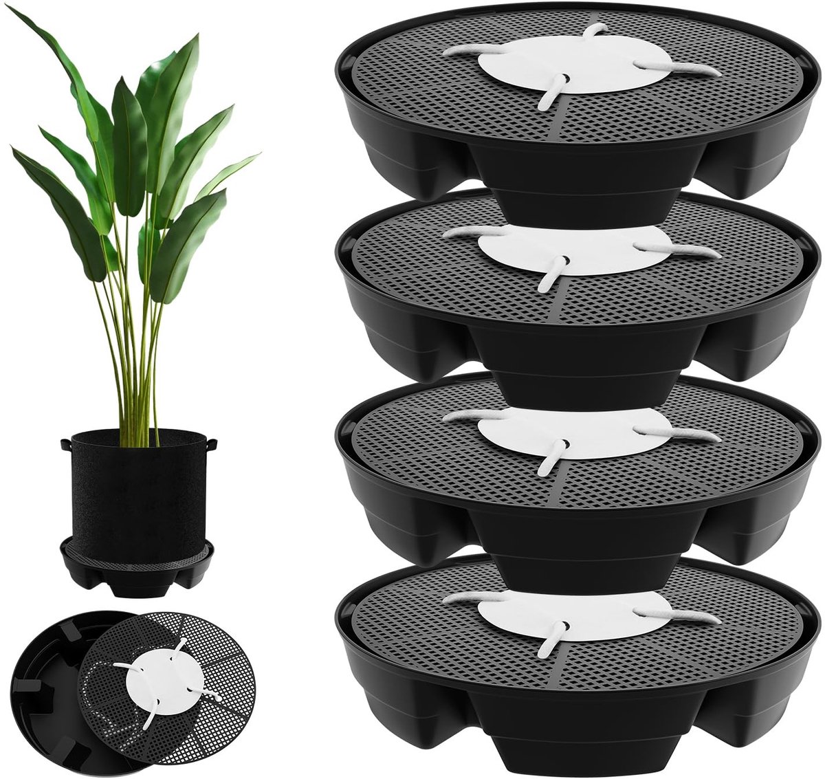 Omgoods - Set van 4 Zelfwaterende Plantenschaal met Roosteropeningen