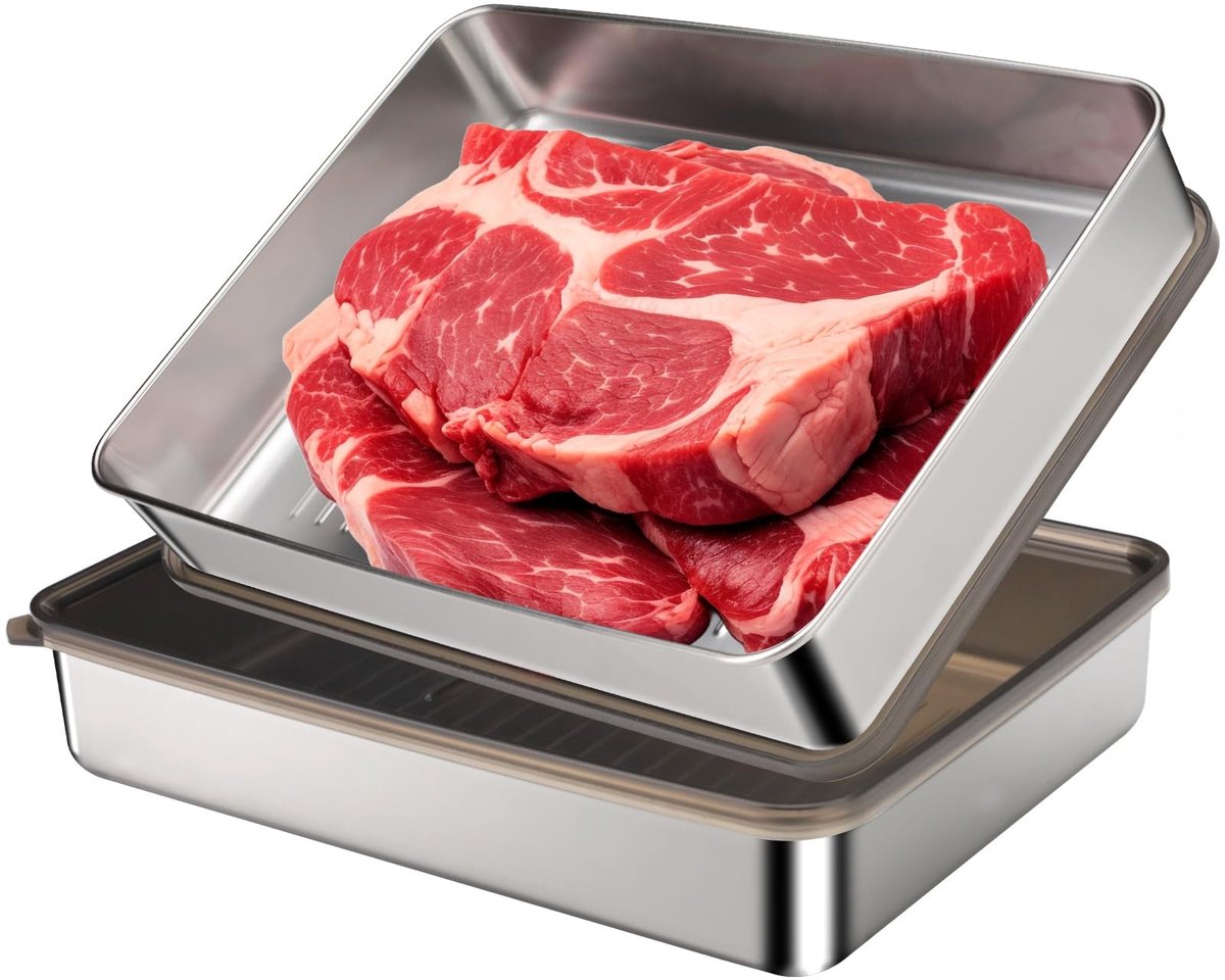 Omgoods - 2 Stuks RVS Bewaarboxen voor Vlees en Kaas