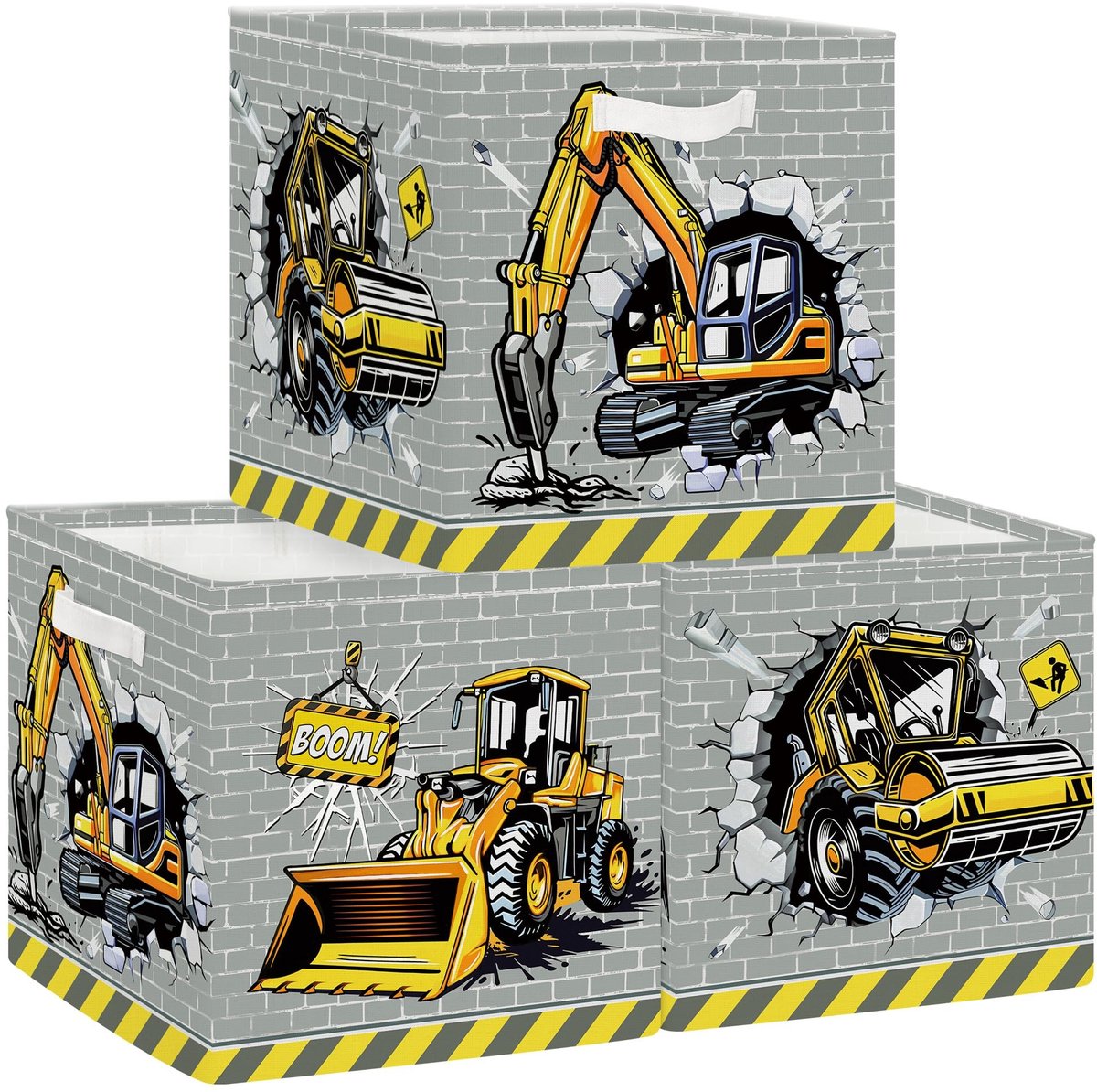 Omgoods - 30cm Opbergdozen voor Kinderen - 3D Constructie Voertuigen