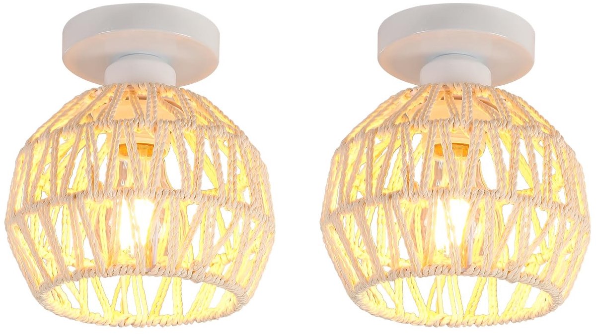 Omgoods - Set van 2 Retro Plafondlampen met E27 Fitting