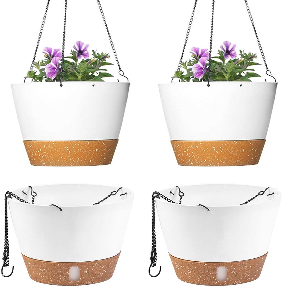 Omgoods - Set van 2 Hangplanten met Zichtbare Waterniveau en Afvoergat