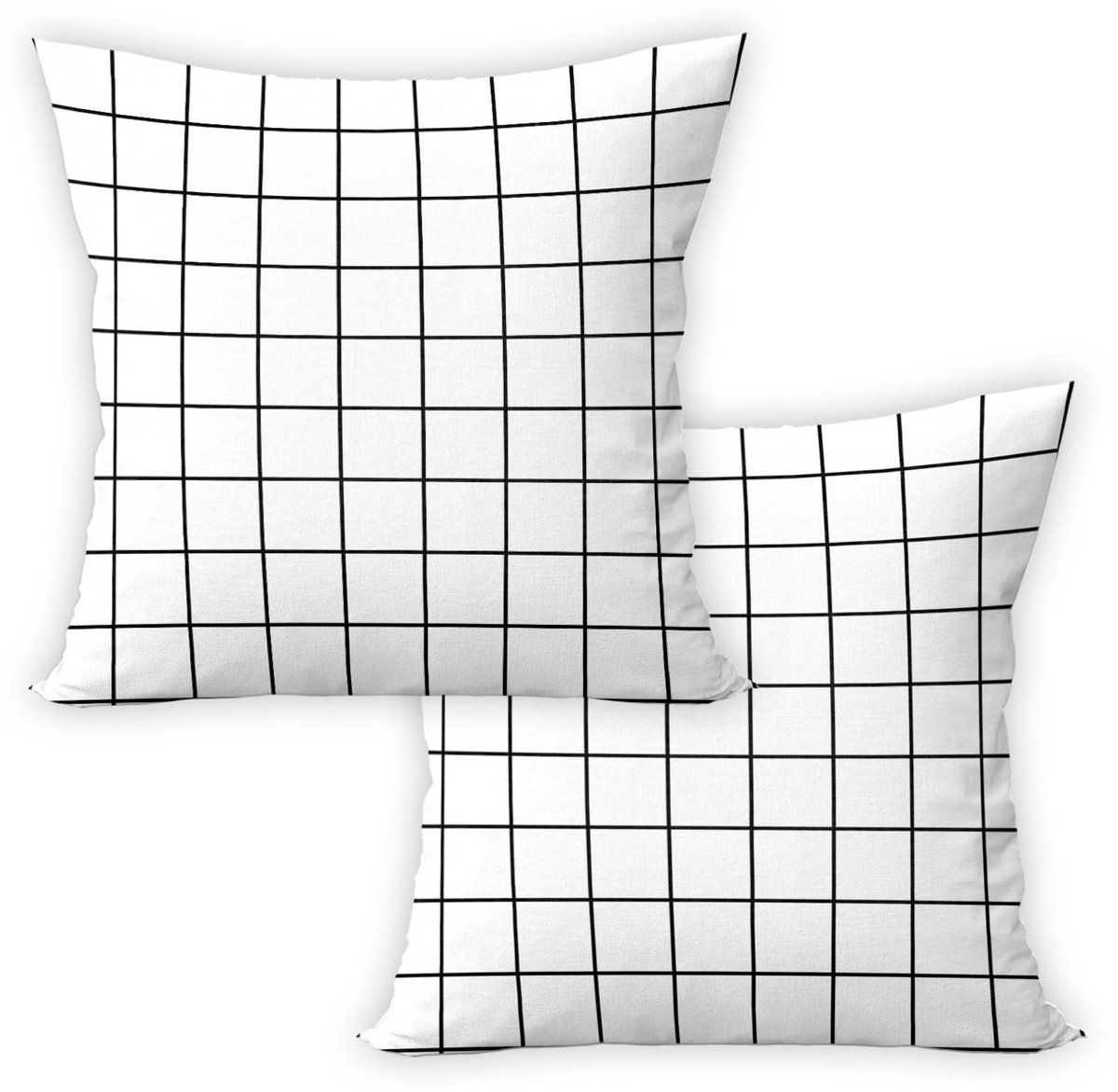 Omgoods - Set van 2 Moderne Zwarte en Witte Kussenhoezen 40x40cm
