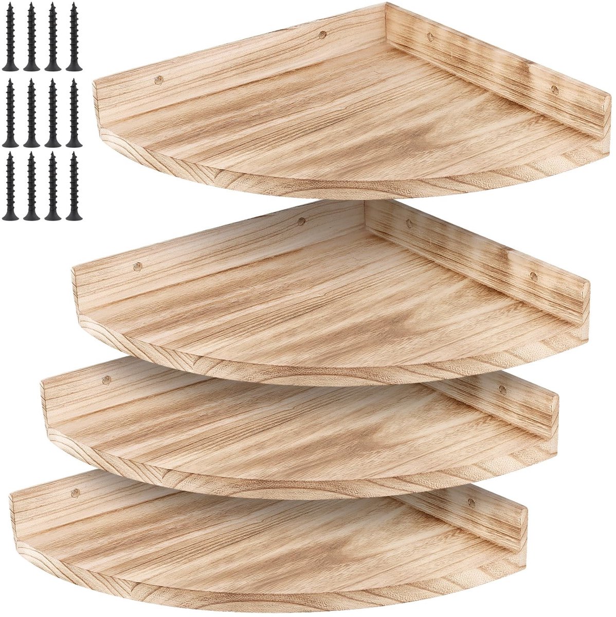 Omgoods - Set van 4 Houten Hoekplanken voor Wandmontage
