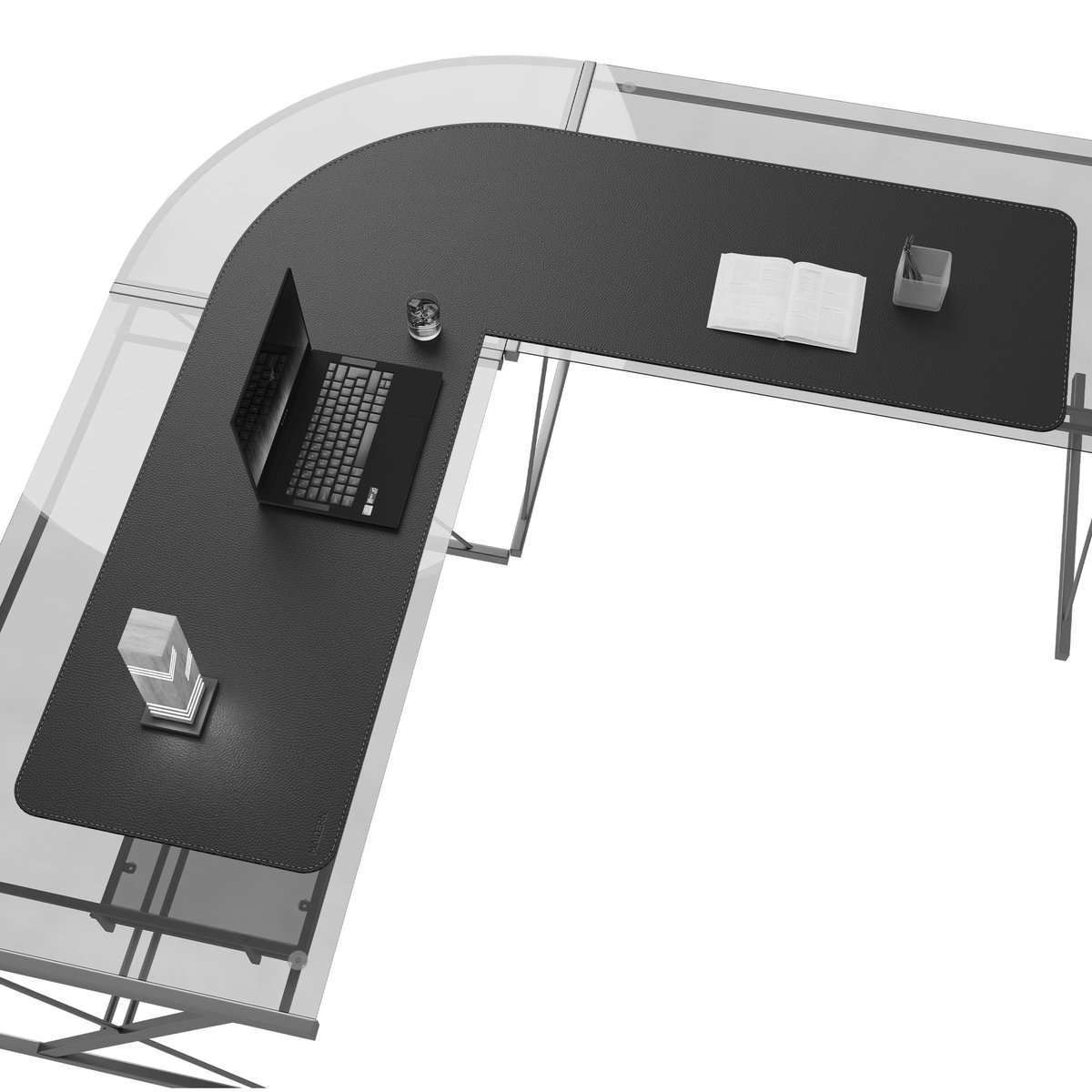 Omgoods - L-Vormige Bureau Pad (150 + 150) x 50 cm - Dubbelzijdig, Waterdicht en Antislip - Voor Hoekbureau, Thuiswerk en Gaming, Zwart