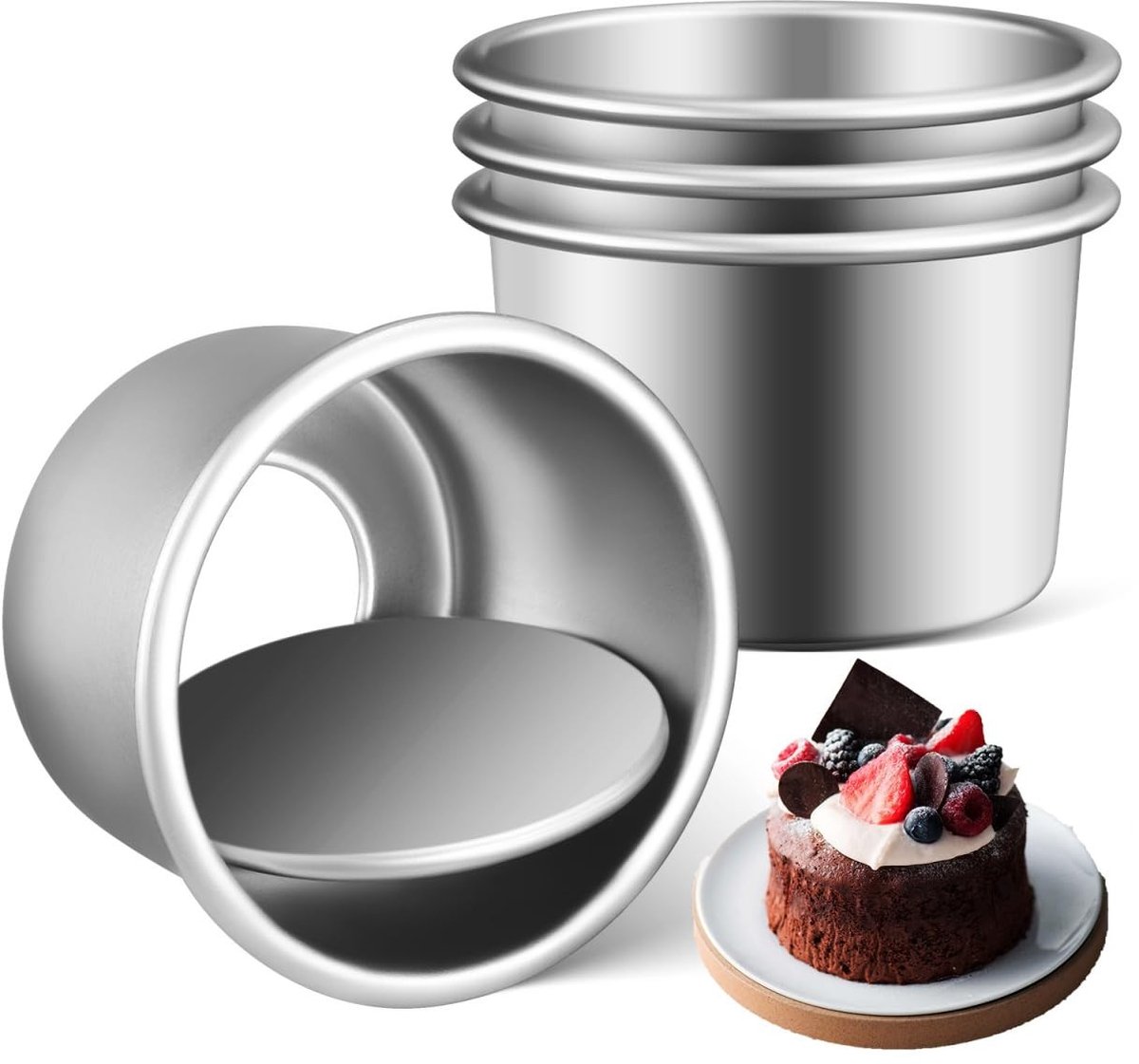 Omgoods - 4 Stuks Mini Cakeblikken 5 cm - Voor Cheesecake, Brownies en Chiffon