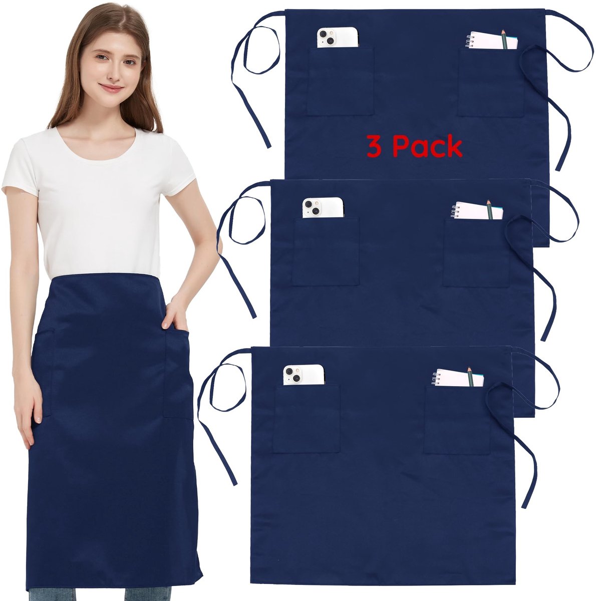 Omgoods - 3-Pack Waterdichte Serveerschorten met 2 Zakken