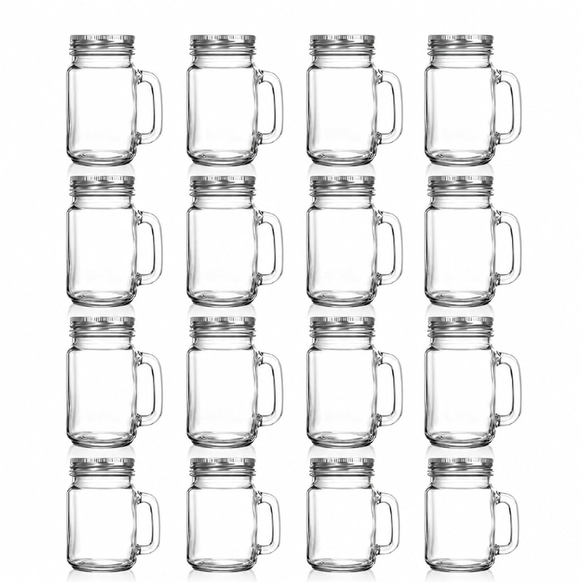 Omgoods - Set van 32 Mini Glazen met Handvat en Deksel voor Dranken en Desserts