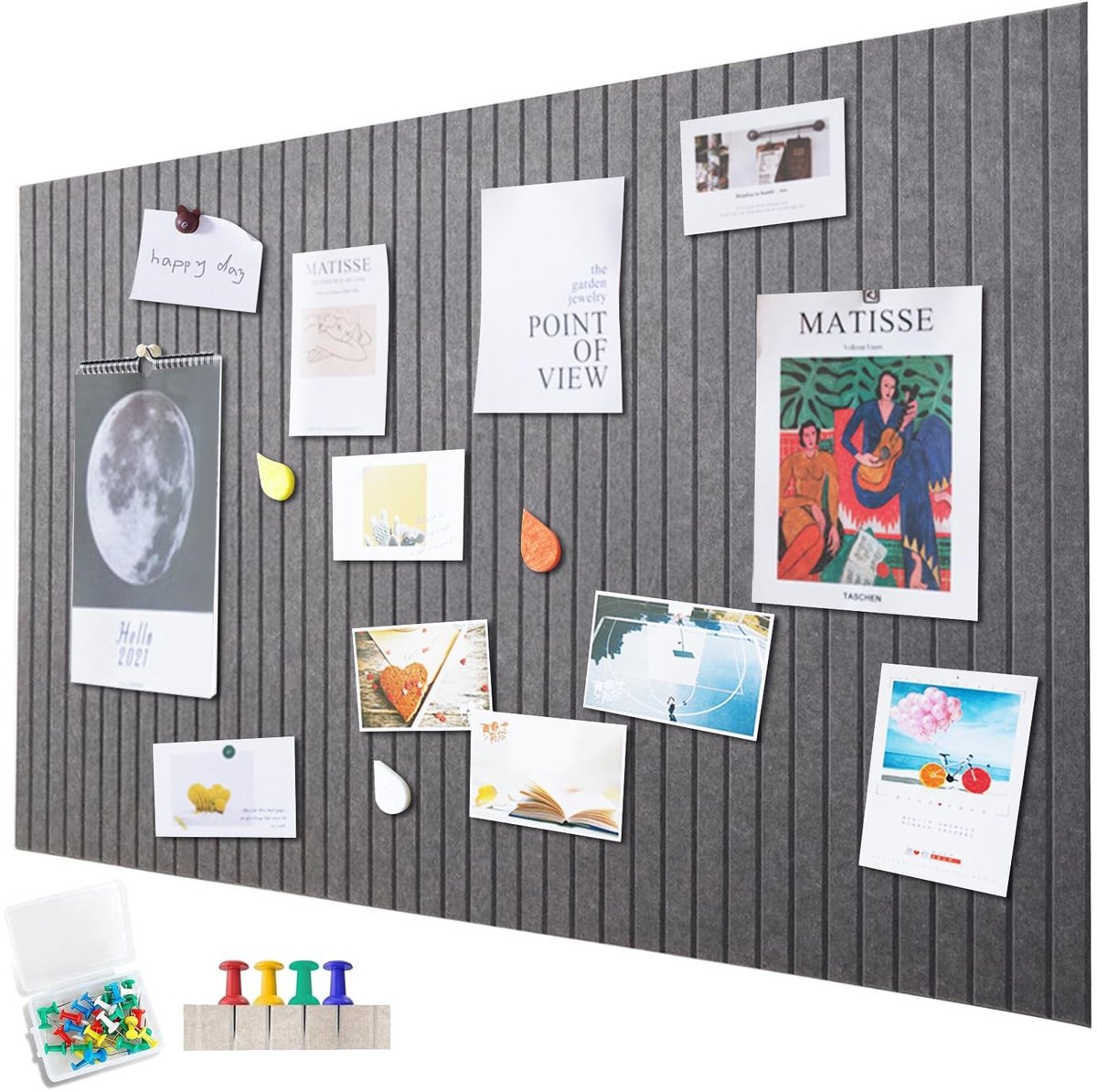 Omgoods - Groot Zelfklevend Vilten Prikbord - Decoratief Memobord 120 x 90 cm in Maanlichtgrijs