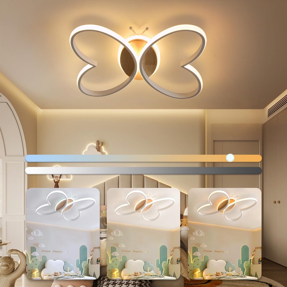 Omgoods - Dimbare LED Plafondlamp met Creatief Vlinderontwerp voor Kinderkamer
