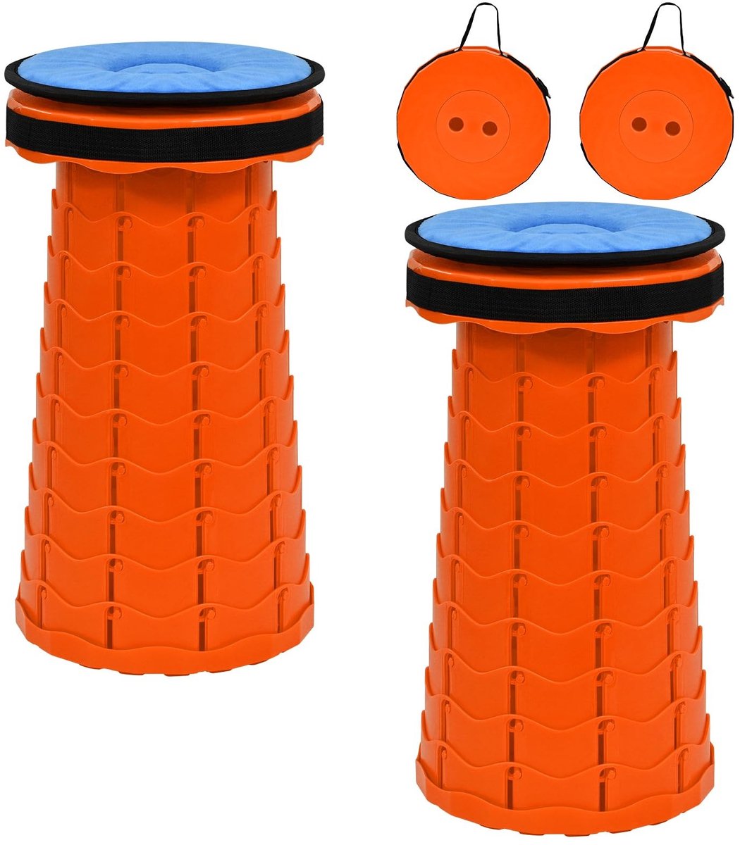 Omgoods - 2 Stuks Opvouwbare Telescopische Stoelen met Kussen - Lichtgewicht en Draagbaar voor Buiten