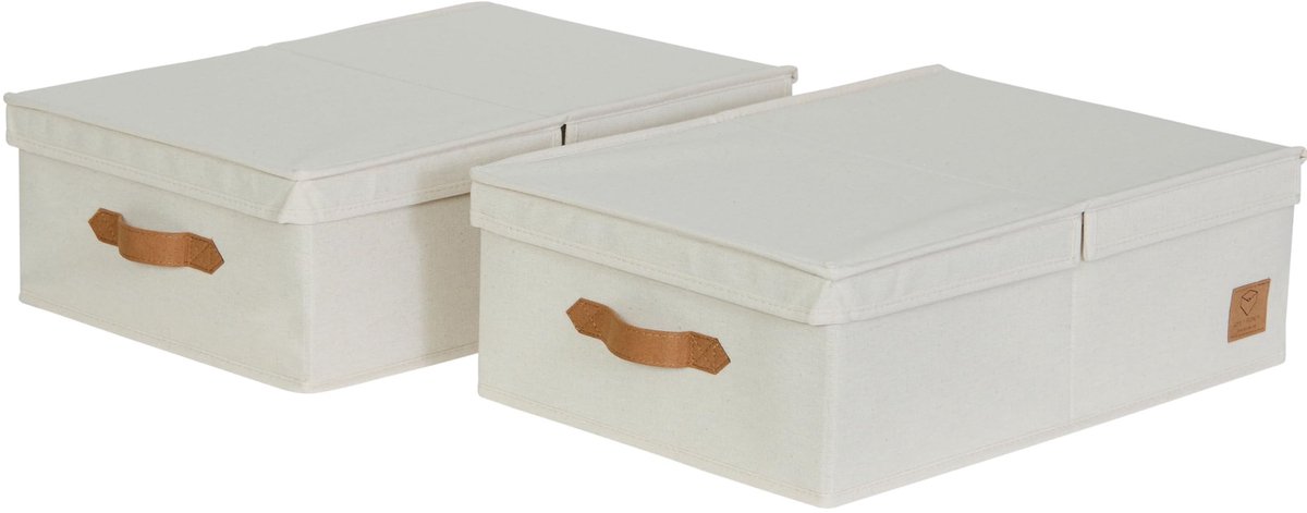 Omgoods - Set van 2 Opbergdozen met Deksel in Beige