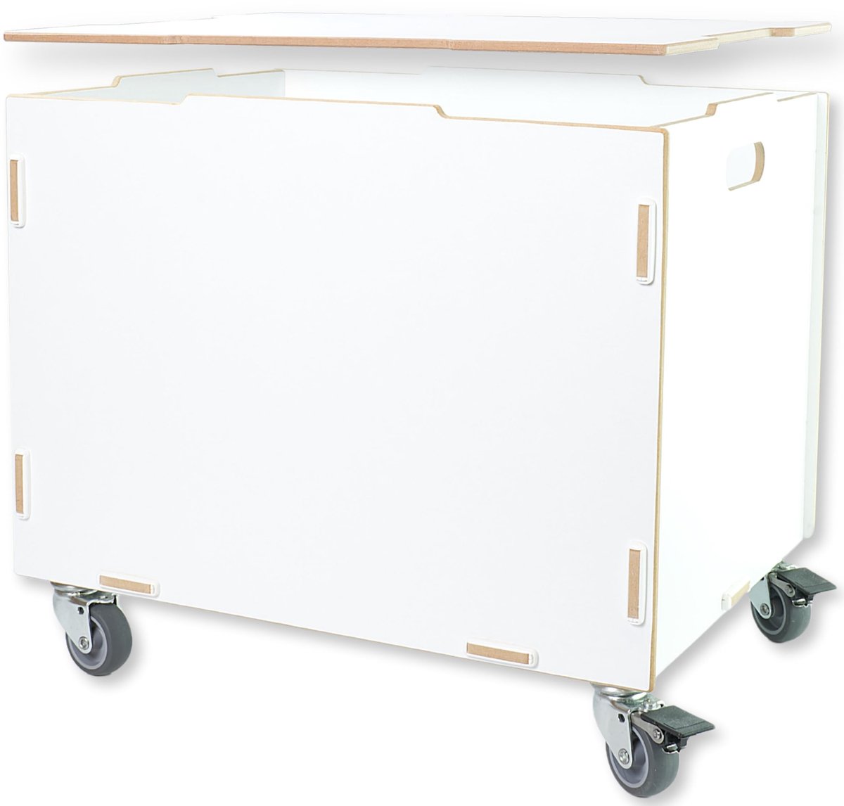 Omgoods - Opbergdoos met Wielen en Deksel 45.5 x 34.5 x 39.5 cm Wit