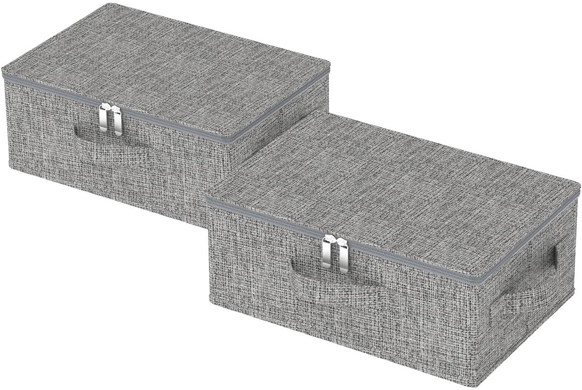 Omgoods - Vouwbare Opbergdoos met Deksel voor Thuis en Kantoor, 2 Stuks