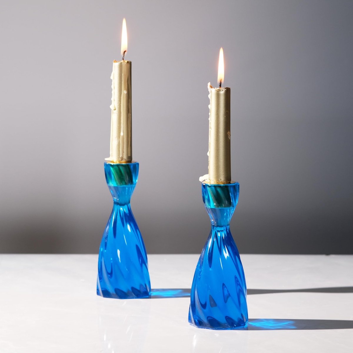 Omgoods - Decoratieve Kaarsenhouders Set van 2 in Blauw