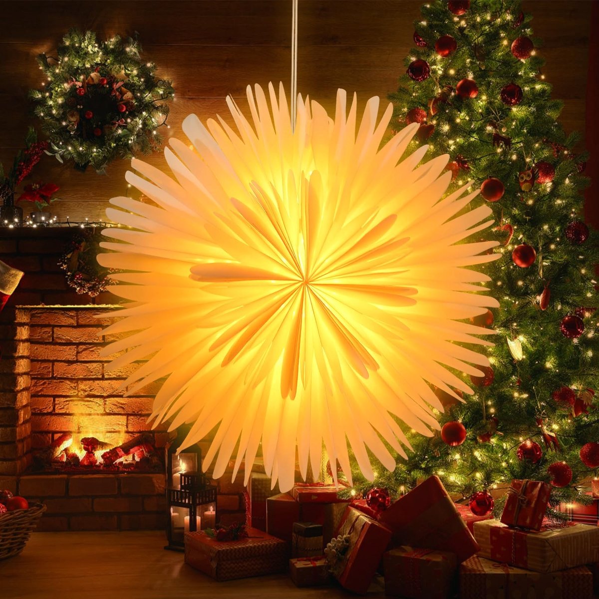 Omgoods - 3D Verlichte Papier Ster met LED 45 cm