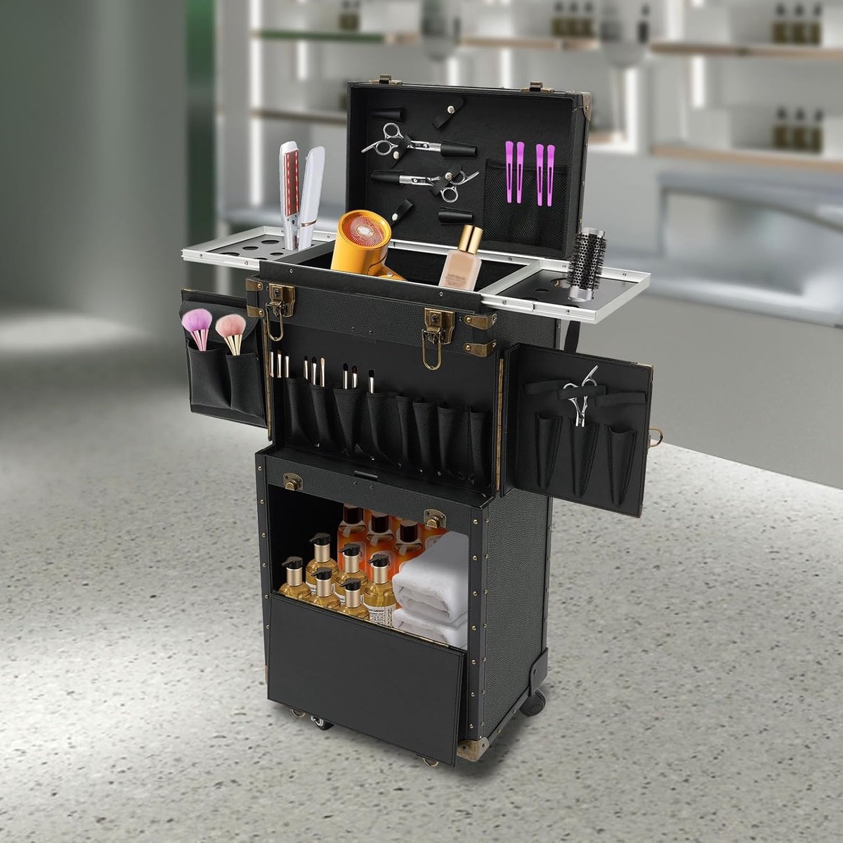 Cosmetica Koffer Trolley - Barber Koffer Make-up - Gereedschap Opbergen - Verrijdbaar met 360° Wielen