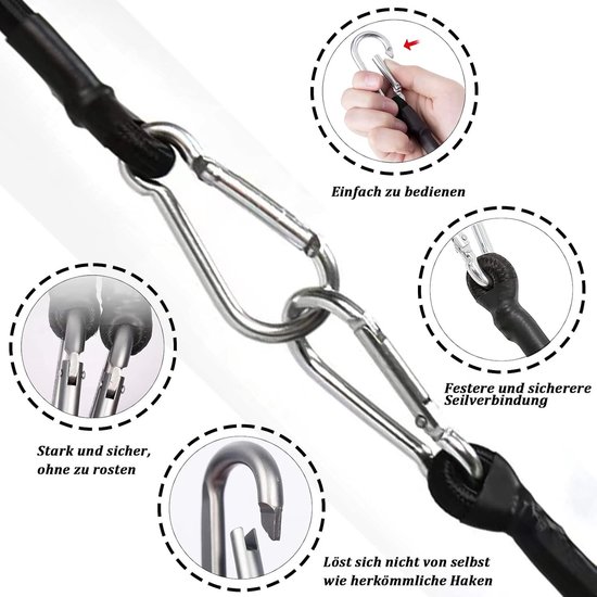 Bungee Cords Set van 4, 60cm Lange Elastische Spanners voor Bagage, Camping en Zeilen, Weerbestendig en Duurzaam — afbeelding 3