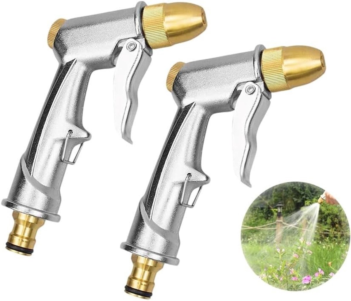 Set van 2 Hoge Druk Tuinspuiten met 4 Irrigatiemodi, Ideaal voor Tuinonderhoud en Auto Wassen