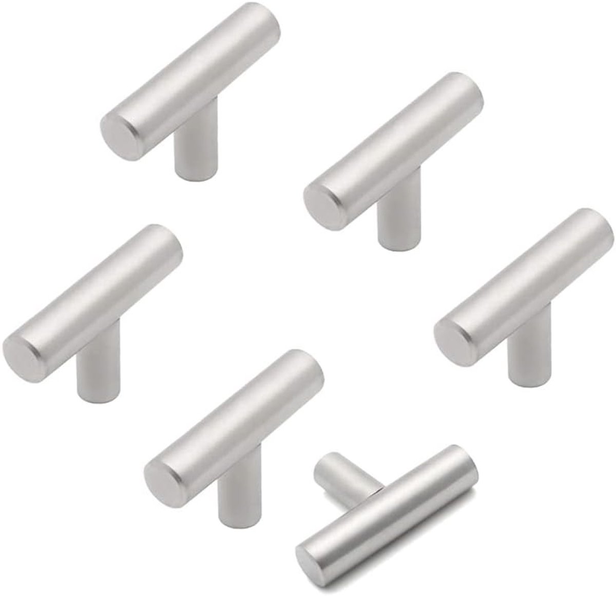 6 Stuks RVS Keukenladen Knoppen - Koper T Bar Handgrepen voor Kastdeuren en Meubels, 50mm