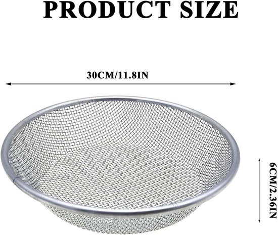 Ronde tuinzeef set van 2 stuks, 30 cm diameter, maaswijdte 6 mm, ideaal voor filteren van tuinaarde en composteren, geschikt voor emmers van 19 liter — afbeelding 2