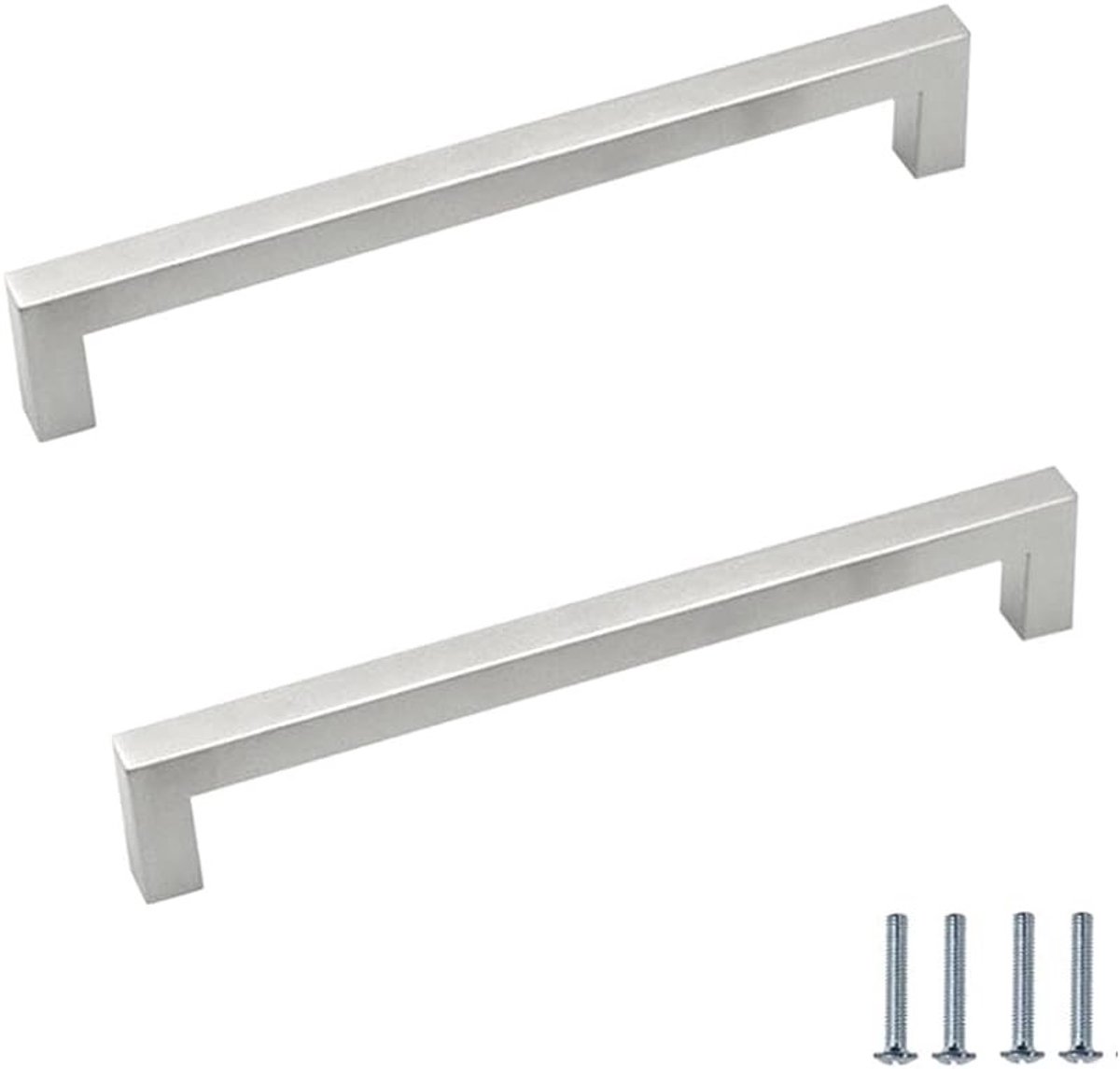RVS keukendeur- en kastgrepen set van 2, 192 mm afstand, zilver, inclusief schroeven voor meubels