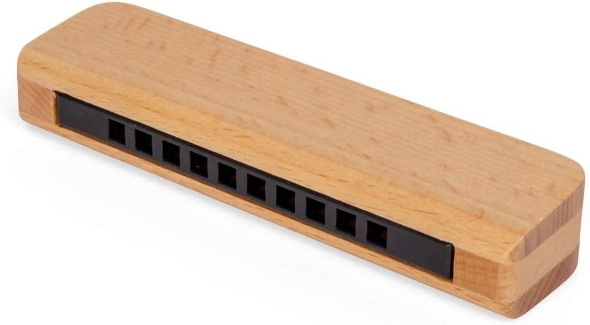 Natuurlijke Mondharmonica - Houten mondorgel - Muziek Leren - Gladde Houten Afwerking - 130x28x22mm - Natuurlijk Hout