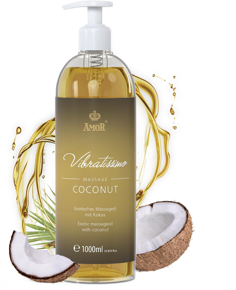 Vibratissimo 'Coconut': exotische massageolie met kokosnoot, liefdesolie, erotische olie, 1000 ml