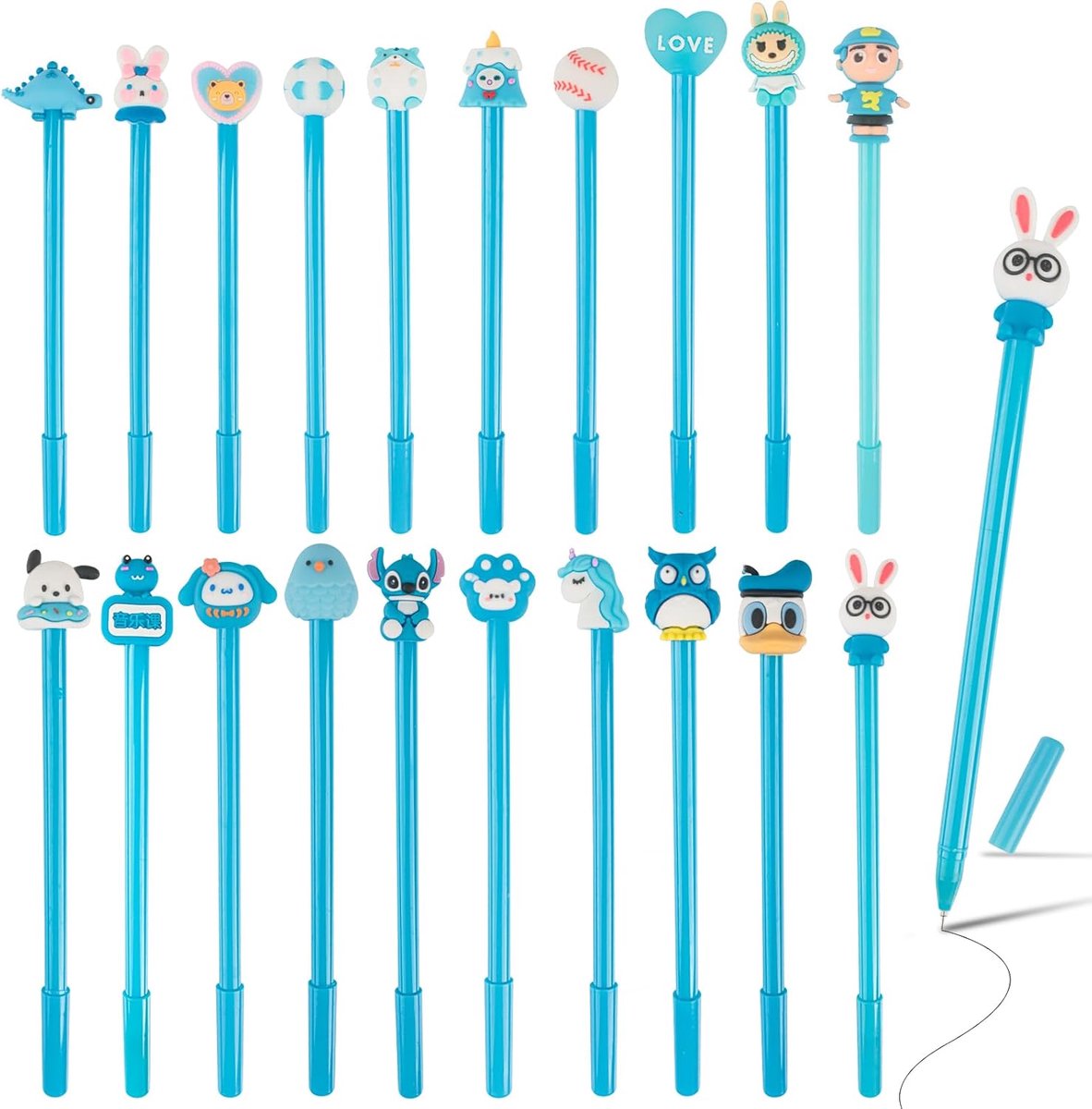 20 Pcs Cartoon Gel Pen Set, Fun Pens Ballpoint Pen Rollerball Pen with Pen Case, Kids School Supplies Set, Kids - ShopVlot