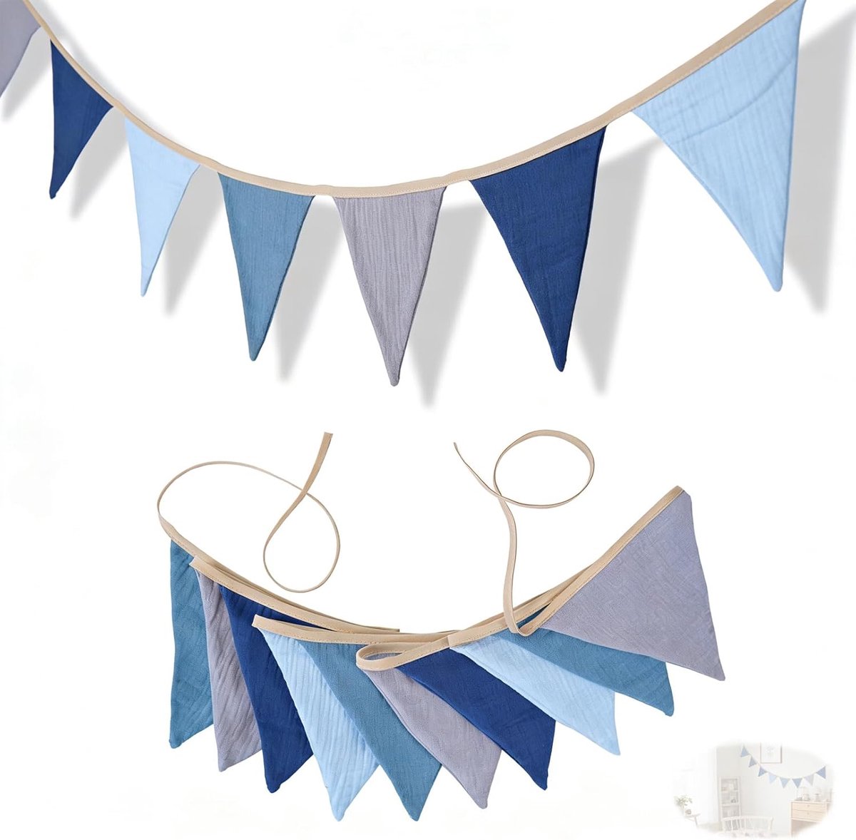 Wimpelslinger van zacht katoen, wimpelslinger van chiffon voor de decoratie van kinderkamer, huisbed en feestmuur - ShopVlot