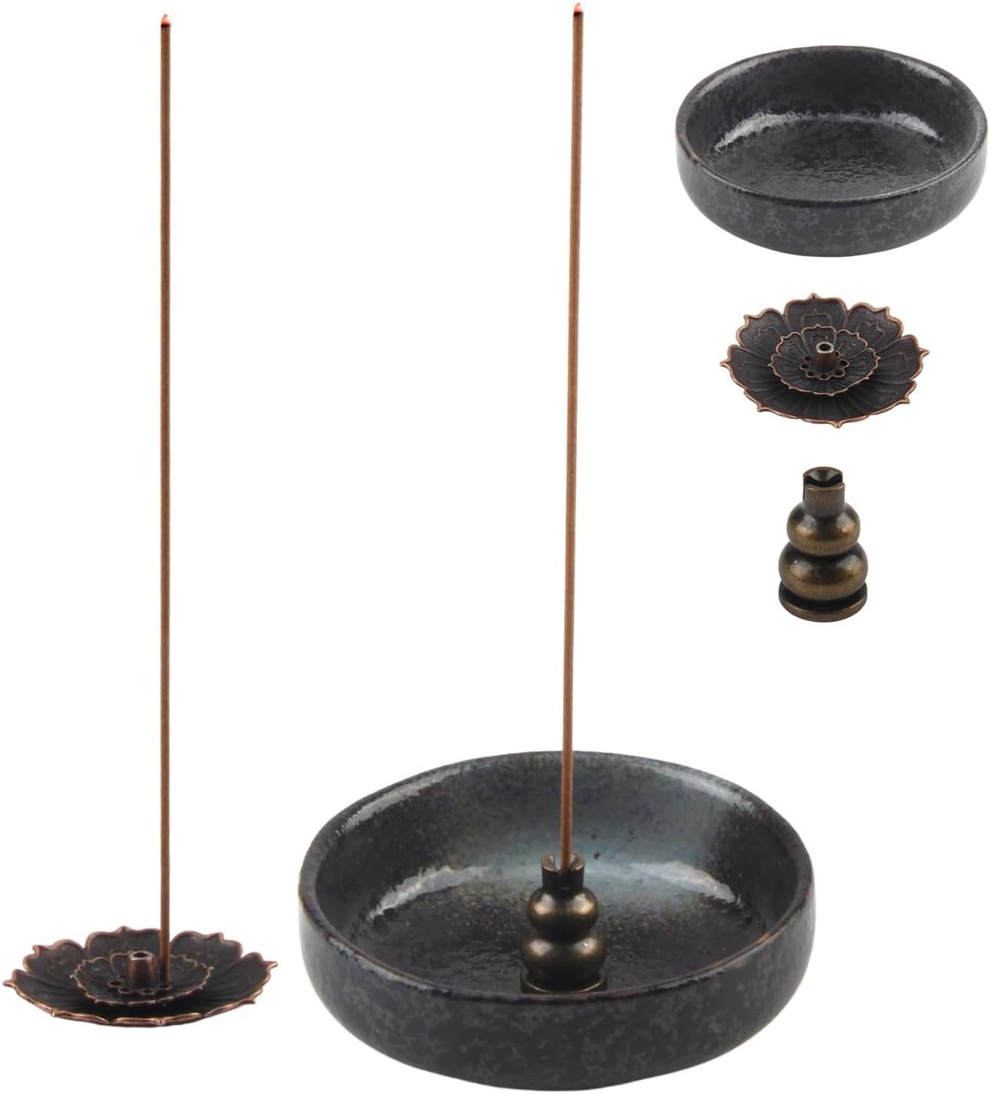 Wierookstokjeshouder 9 cm - Keramisch - Lotusdesign - Voor meditatie en woondecoratie - ShopVlot