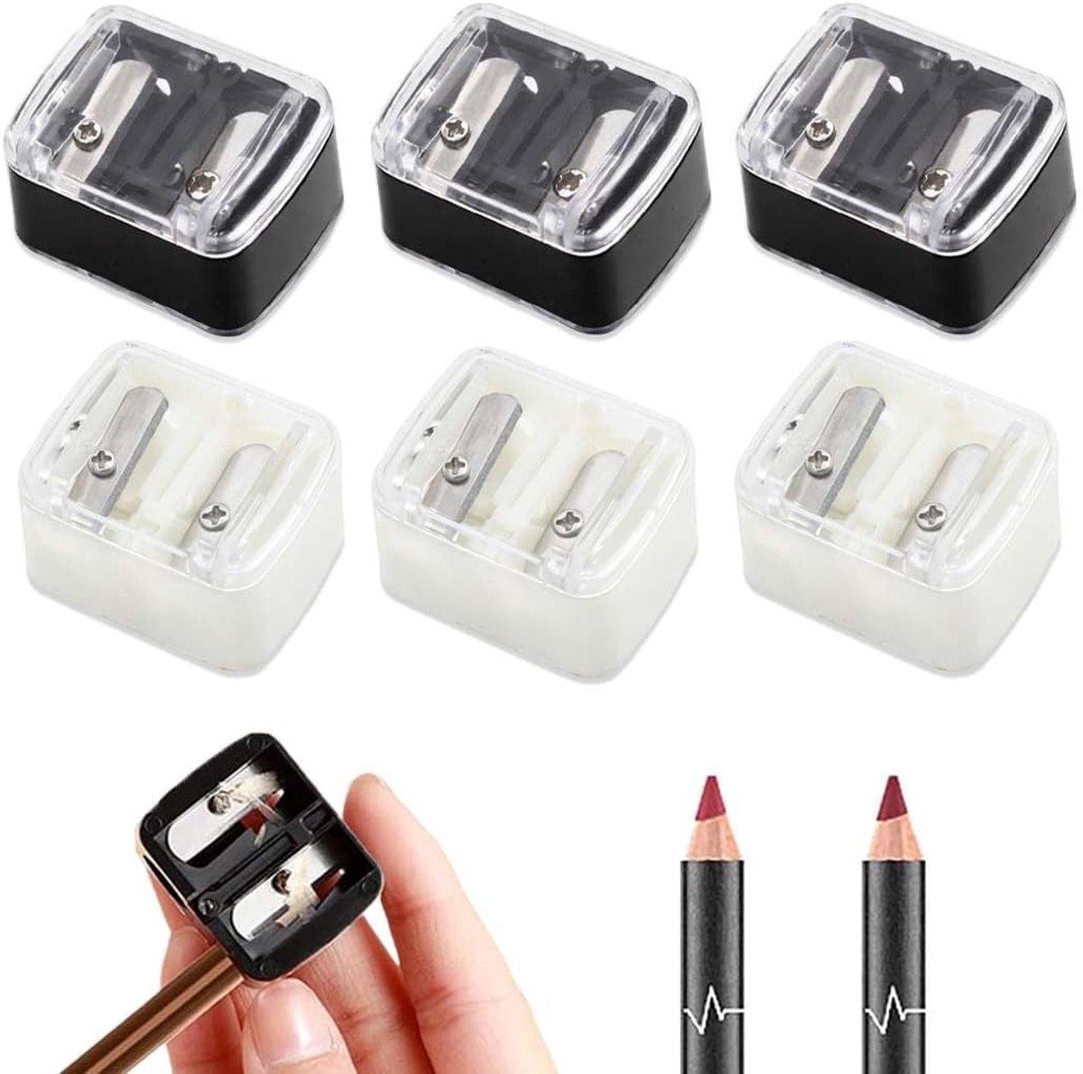 6 stuks puntenslijper make-up met dubbel gat make-up accessoires en gereedschap studiebenodigdheden voor jumbo- en - ShopVlot
