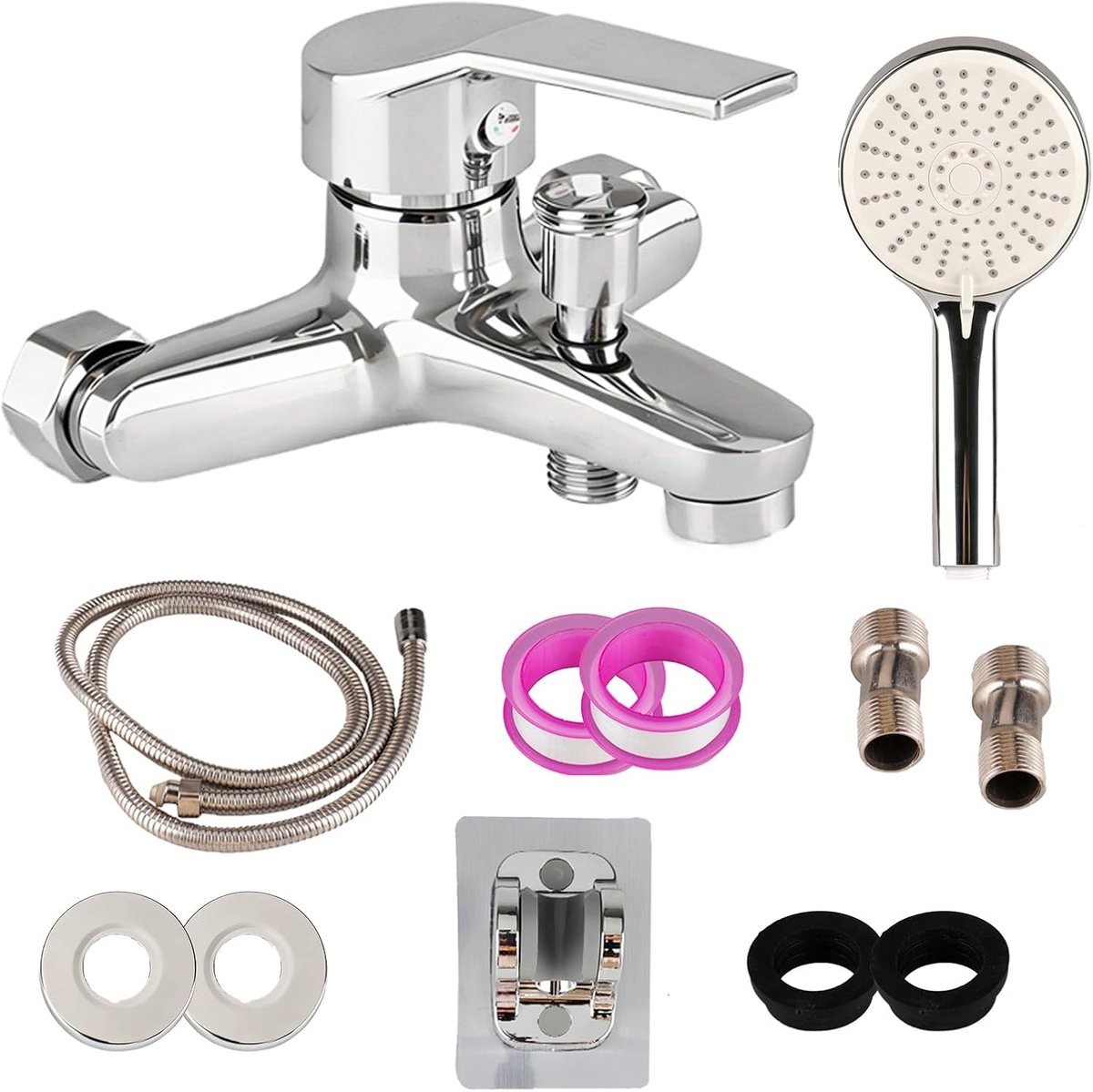 Doucheset wandmontage chroom - complete set van massief - enkele hendelmixer - ideaal voor badkamer - SnelShoppen