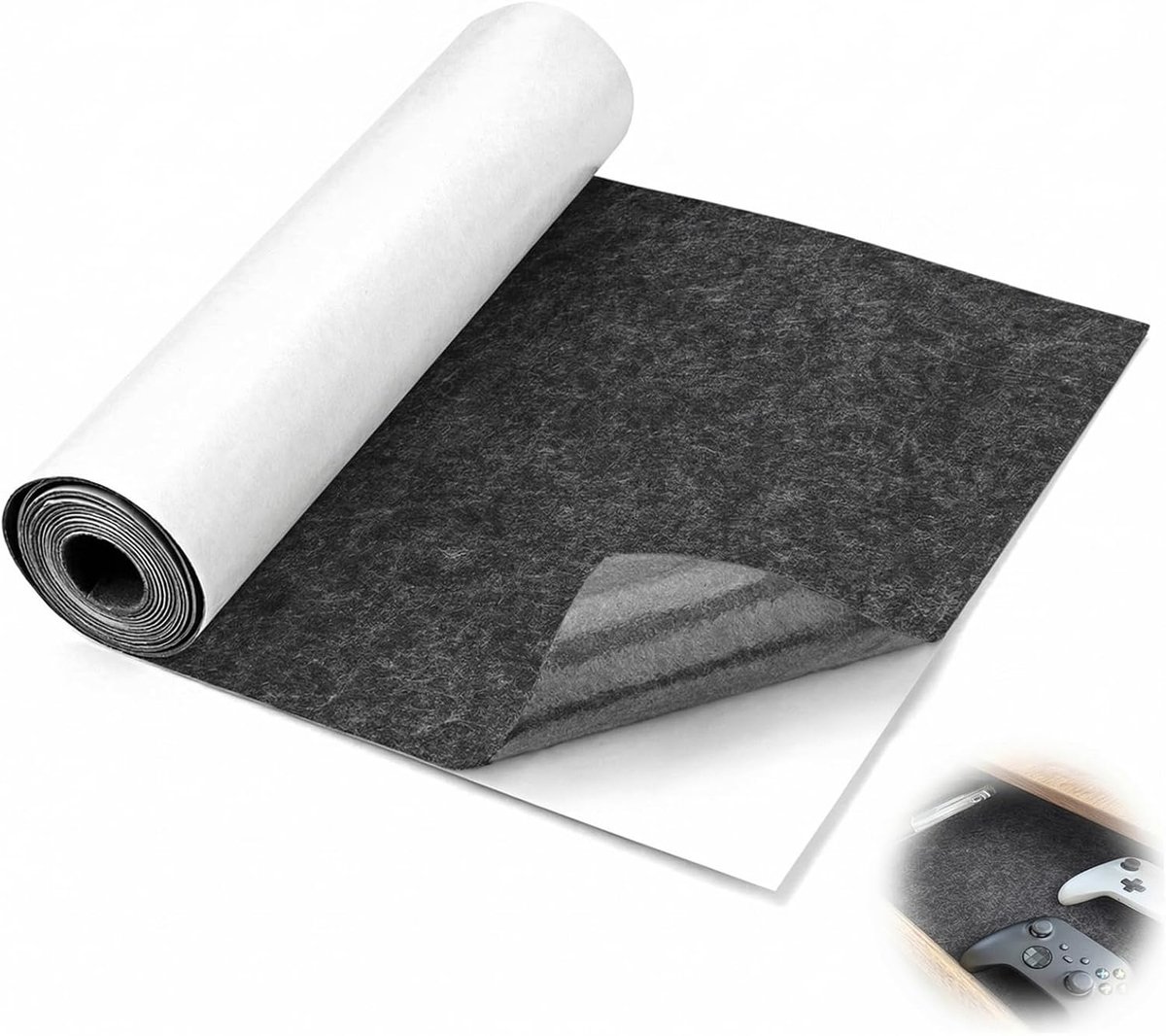 Vilt, zelfklevend, 3 mm, 300 x 30 cm, donkergrijs, viltstof om op te plakken, kleefvilt, antislip, naaldvilt per meter voor doe-het-zelf, meubelbescherming, camper en ladeinleg
