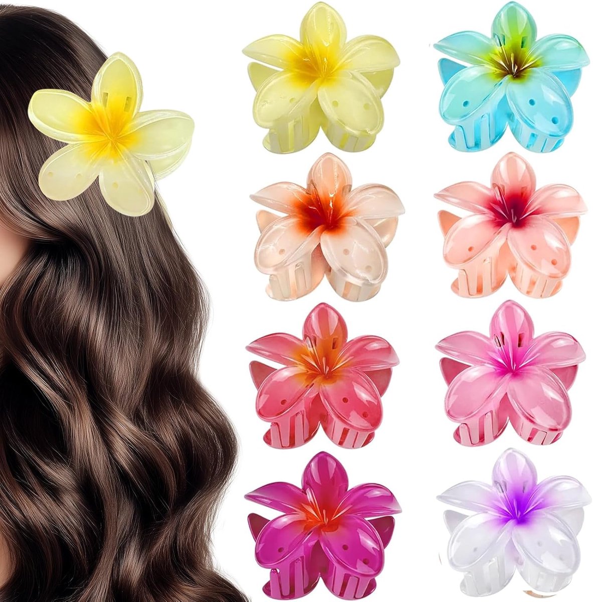 8 stuks haarspelden voor dames, haarklemmen, haarklemmen, haarspelden voor dames, bloem, geschikt voor meisjes met dicht haar