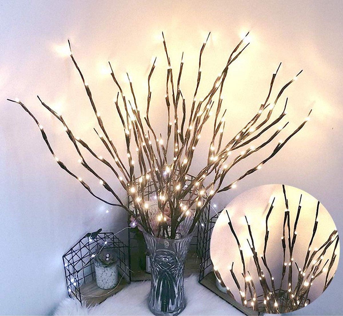 6 Pack Twig Lamp Batterij Led Verlichte Wilgentakken Vaas Vulstoffen Gebruik Voor Kerst Home Party Decoratie Indoor Outdoor