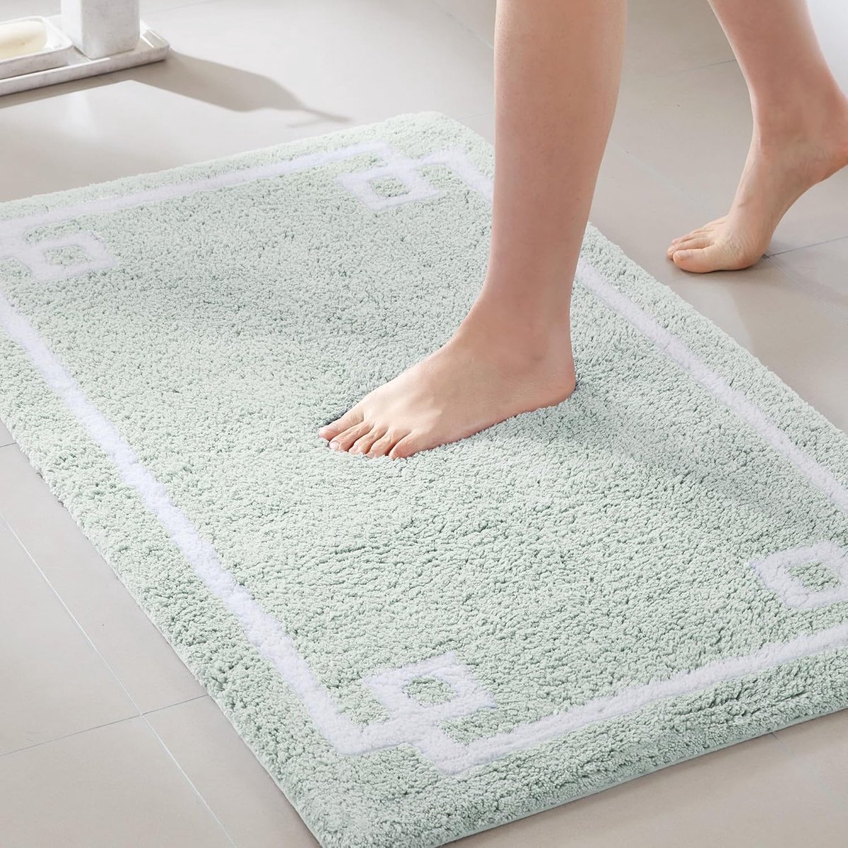 SnelShoppen - Luxe Wasbare Badmat, 100% Katoen, Tufted, 20x30 cm, Zeefoam, Antislip, Comfortabel en Stijlvol voor Badkamer en Keuken