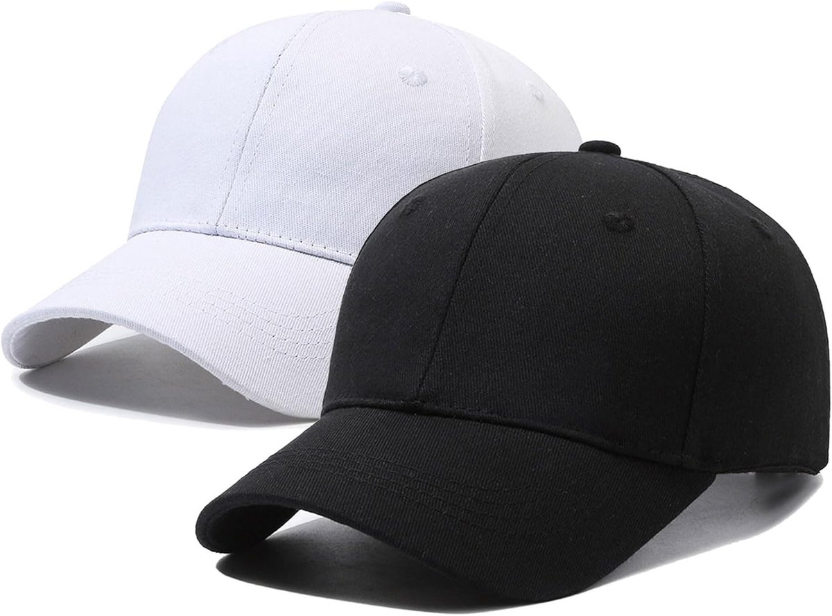 2Pcs Wit Zwart Baseball Cap Voor Mannen Vrouwen Katoen Baseball Caps Zonneschappen Ademend Verstelbare Outdoor Sport Hoed Mannen Zwarte Cap Trucker Cap