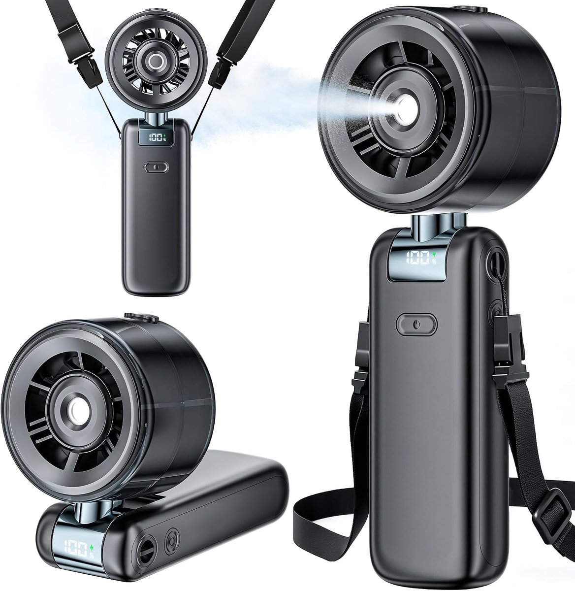 Fan draagbaar, Handheld Turbo Fan met koele mist spray, 4000mAh oplaadbare persoonlijke ventilator met 5 snelheden, Water Mister voor zomerreis Beach Camping Office Essentials