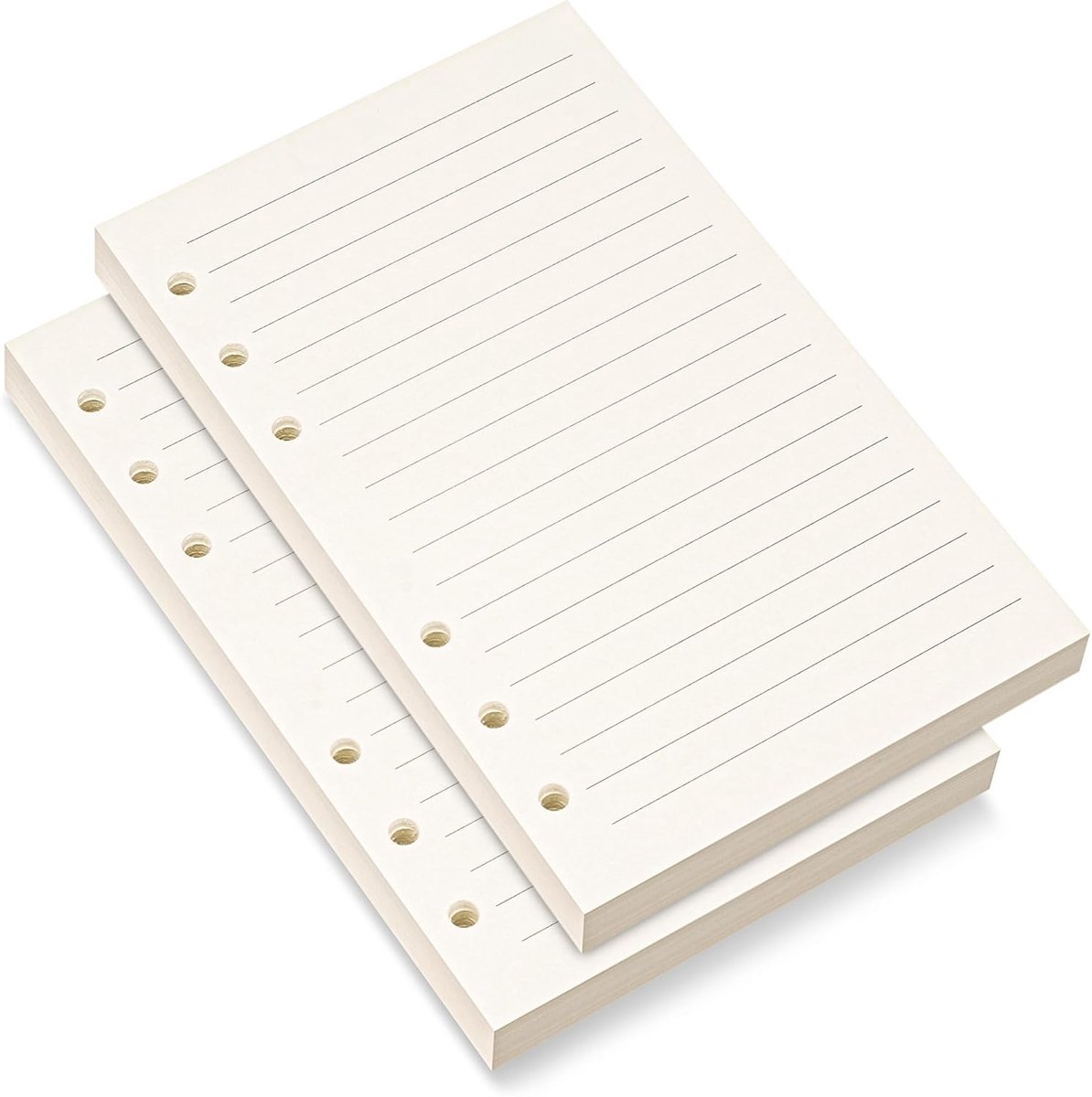 navulpapier, 6 gaten gelinieerd papier voor A6 persoonlijke bindplanner, 8 mm gelijnd los blad, 80 vellen/160 gelijnde pagina's, 4,1 x 6,6 inch, beige (2)