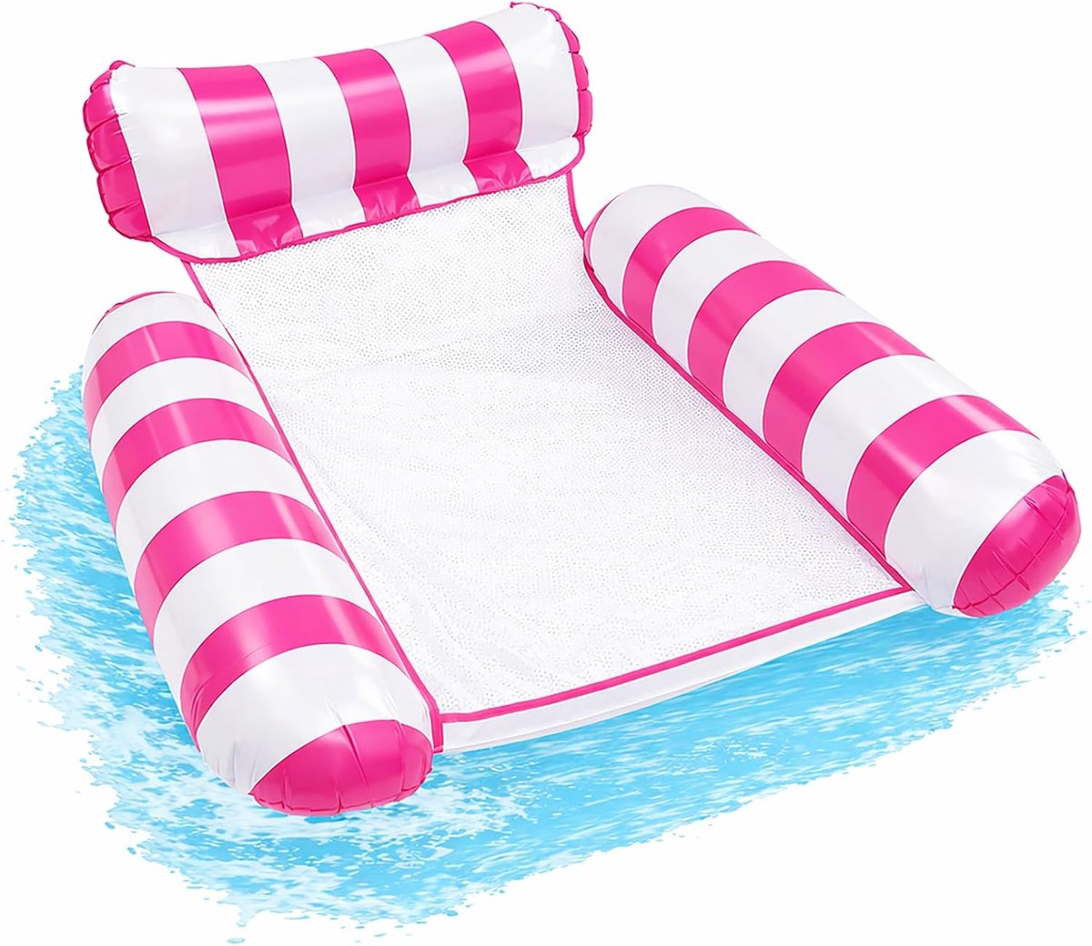 Opblaasbare waterhangmat, opblaasbare hangmat 4-in-1 opblaasbaar zwembed, loungestoel, zwembad, inklapbare zwembadhangmat voor stoel, matrassen, zitting, zwemmat (rood)