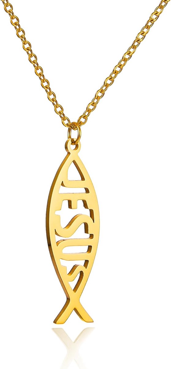 Ketting Oorbellen Jezus Vis Hanger en Christelijke Vis Oorbel Ichtus Ketting Oorbellen Christelijk Religieus Geschenk