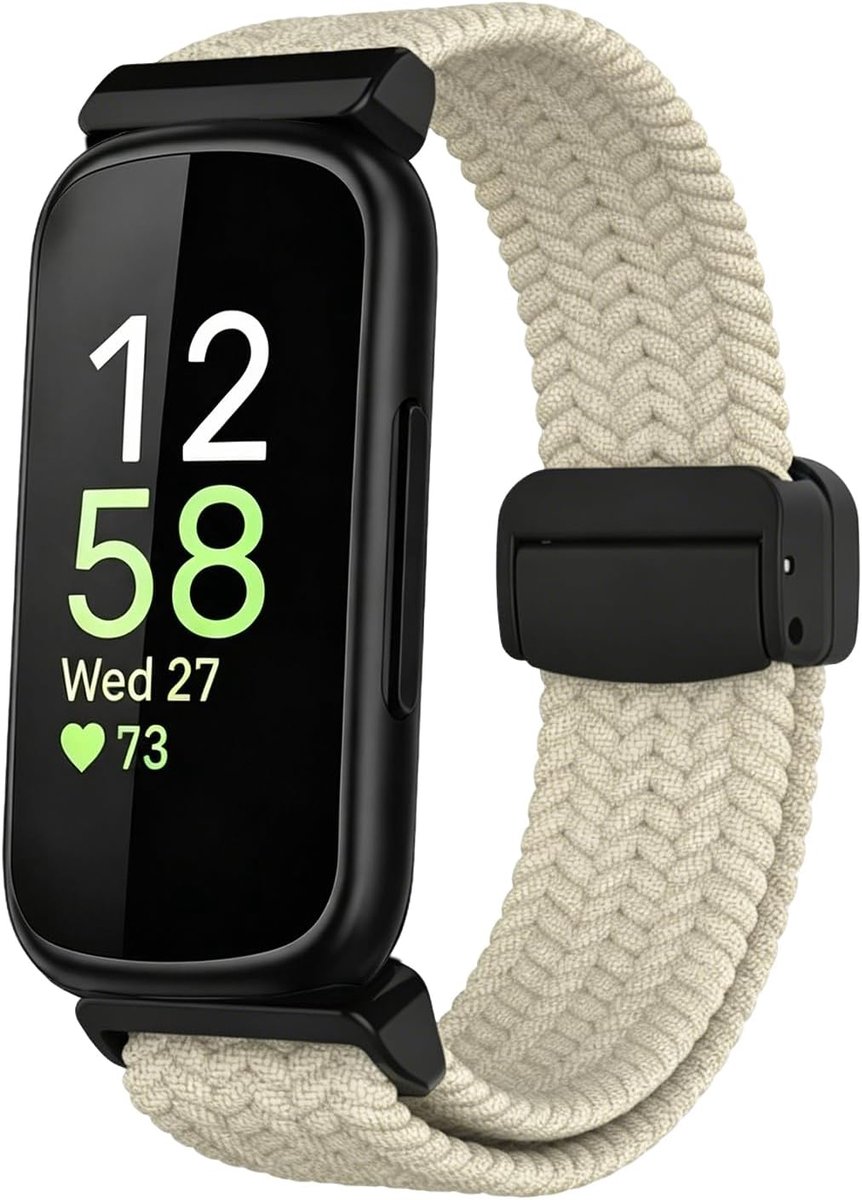 Gevlochten Nylon Compatibel met Fitbit Inspire 3/2/1, Elastisch Ademend Verstelbaar Sport Vervangingsbandje, Magnetisch Gespontwerp, voor Dames en Heren