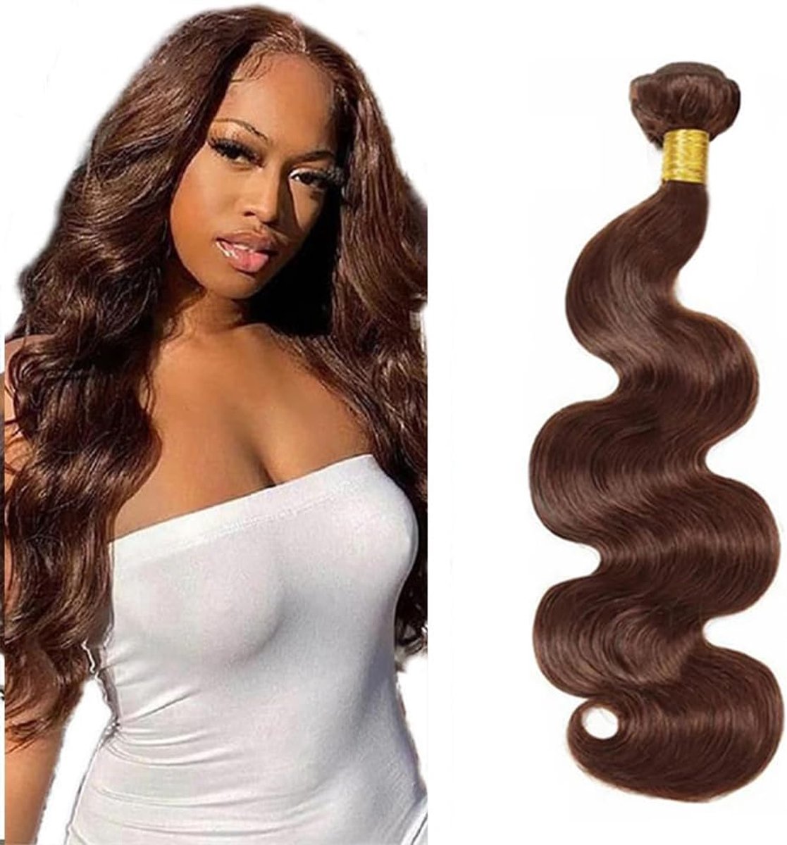 Hair Bundles Body Wave Hair #4 Chocolate Brown Bundles Human Hair Extensions Double Weft for Women Minimal Smell for Women Single Bundle 20 Inch