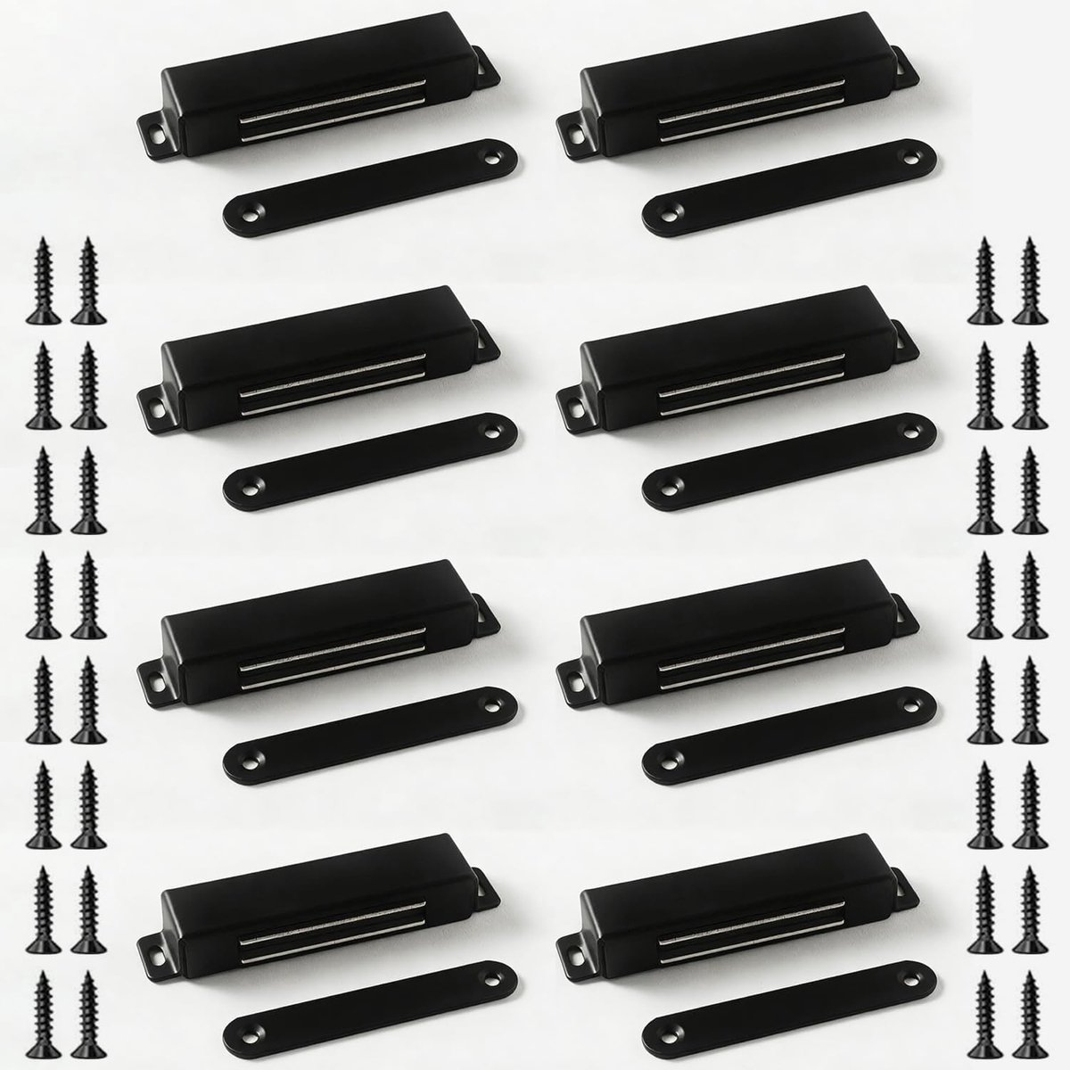 Magneetsnapper voor kast, magneetsluiting, kastmagneten, 8 stuks, sterke deurmagneten, 40 kg, roestvrijstalen magneet, kastdeur voor kastdeuren, keukenkasten en kledingkasten (zwart)