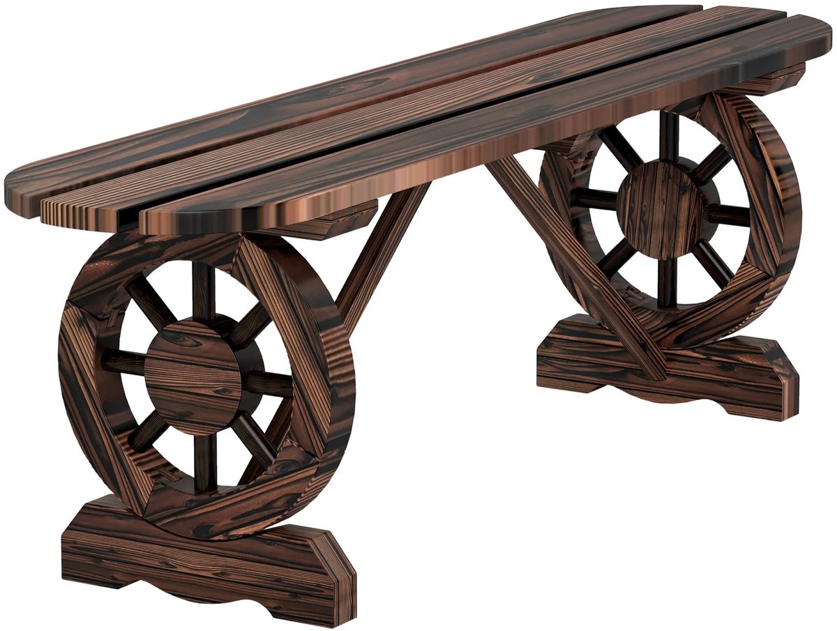 House Of Atelier - Tuinbank - Buitenbank - Tuinzitbank - Zitbank voor Buiten - Sparrenhout - Verkoold Bruin - 120x29x39 cm