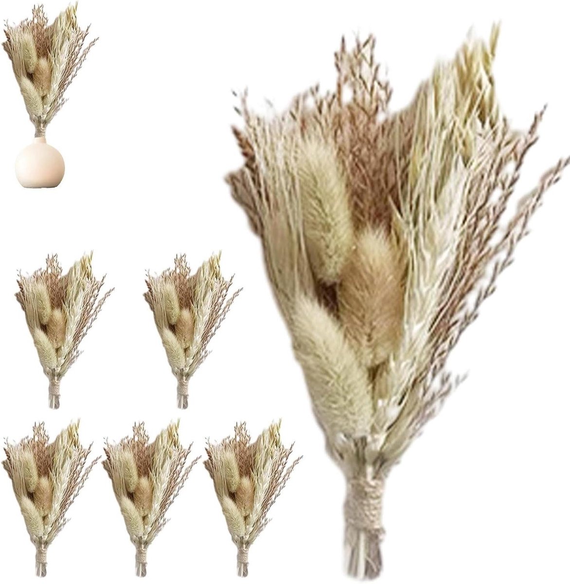 Gedroogd Bloemenboeket - Natuurlijke Decoratie - Bruiloftsdecoratie - Handgemaakt Uniek - 60 gram - Natuurlijk