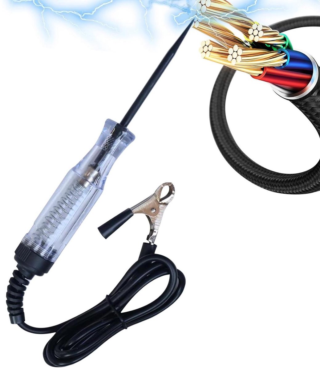 Sonde Tester - Circuit Tester - Elektrische Diagnose - 6-24V Systeem Compatibel - 21cm Pakket - Transparant