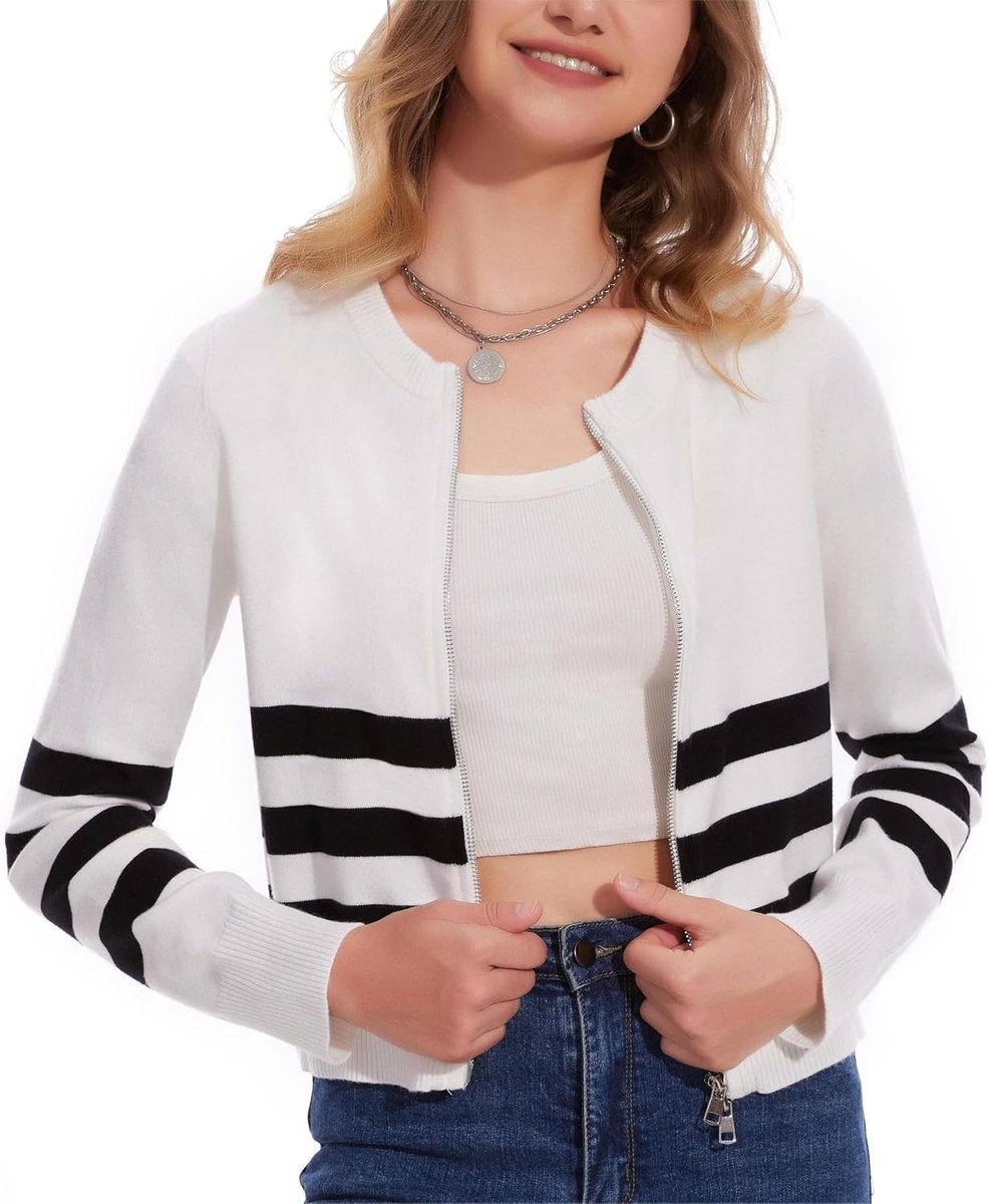Lichte gebreide cardigan voor dames met lange mouwen en rits, casual en comfortabel voor elke gelegenheid